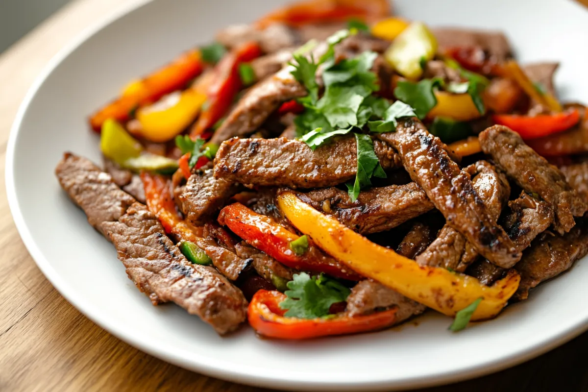 Bowl of vibrant fajita marinade with lime slices, garlic, and spices, ready to marinate chicken or beef for flavorful fajitas.