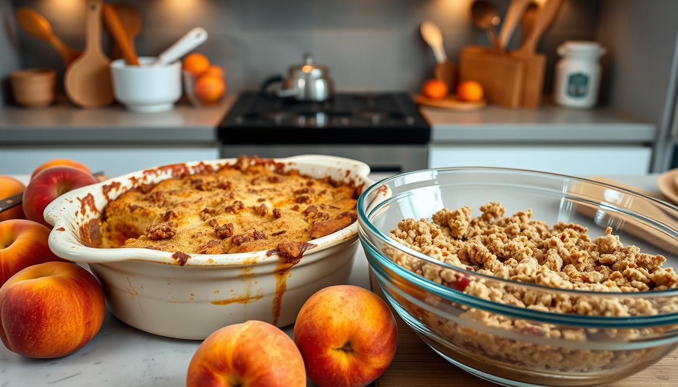 Is a peach cobbler the same as a crumble?