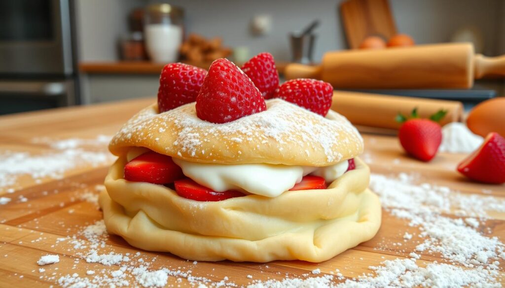 Strawberry Cheese Danish with cream cheese and pastry dough