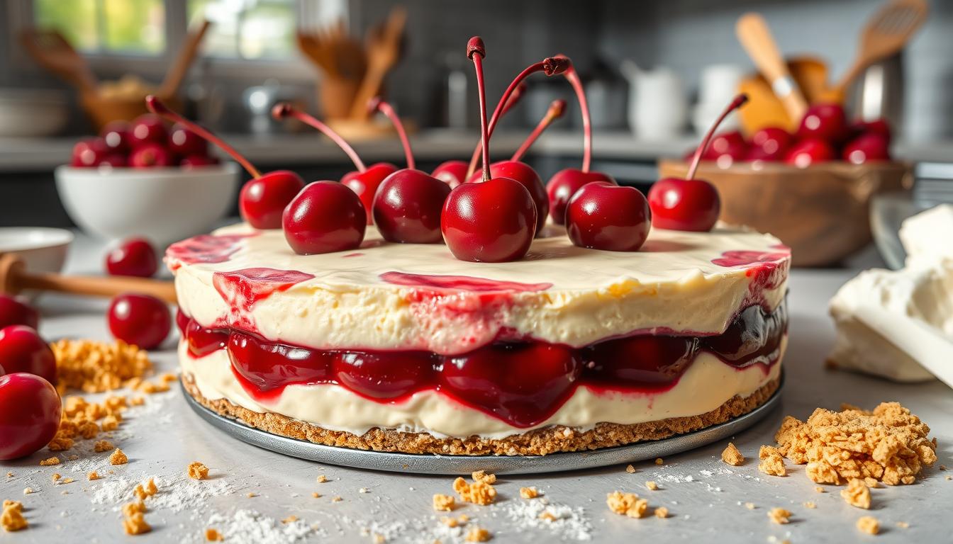 Unbaked Cherry Cheesecake