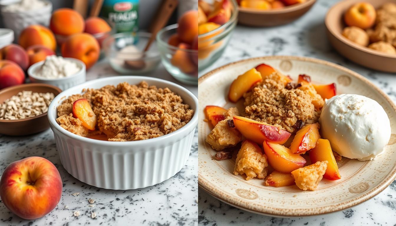 What is the difference between a peach crisp and a peach cobbler?